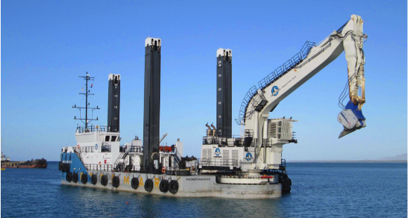 Backhoe dredger for charter / 50 x 15.50m / Max dredge depth 18m